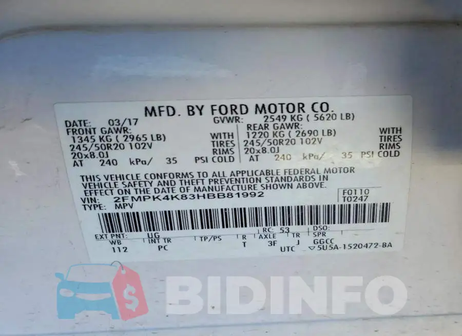 2FMPK4K83HBB81992 Photo# 13