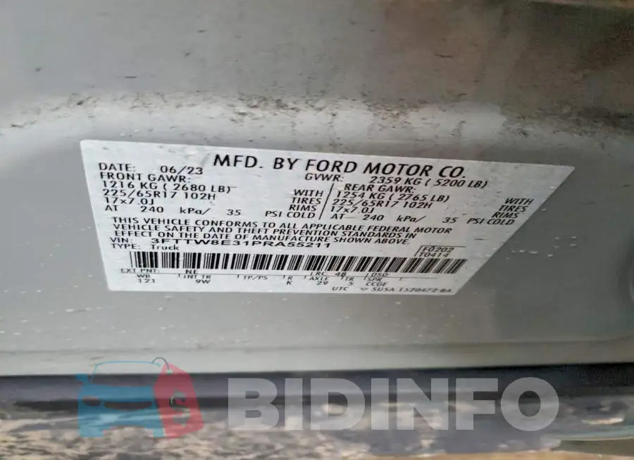 3FTTW8E31PRA55211 Photo# 13