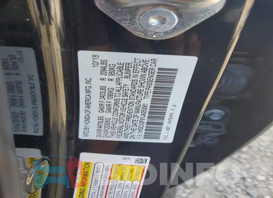 1HGCV2F91JA053061 Photo# 13