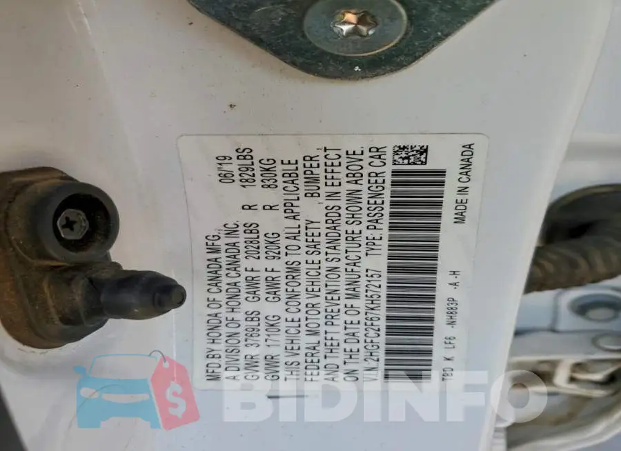 2HGFC2F67KH572157 Photo# 13