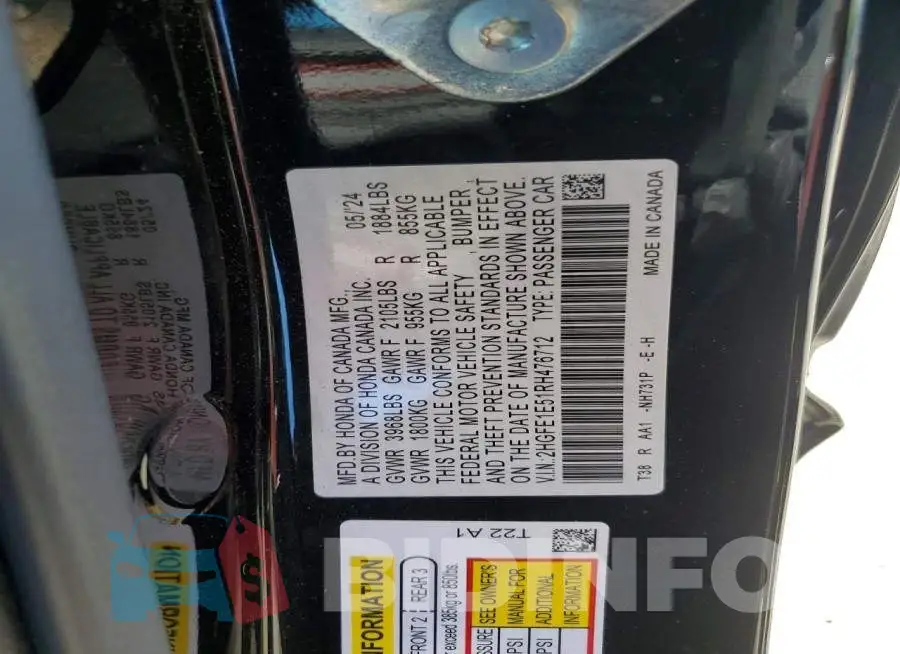 2HGFE1E51RH476712 Photo# 12