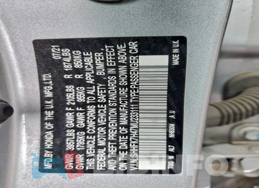 SHHFK7H47MU233111 Photo# 12