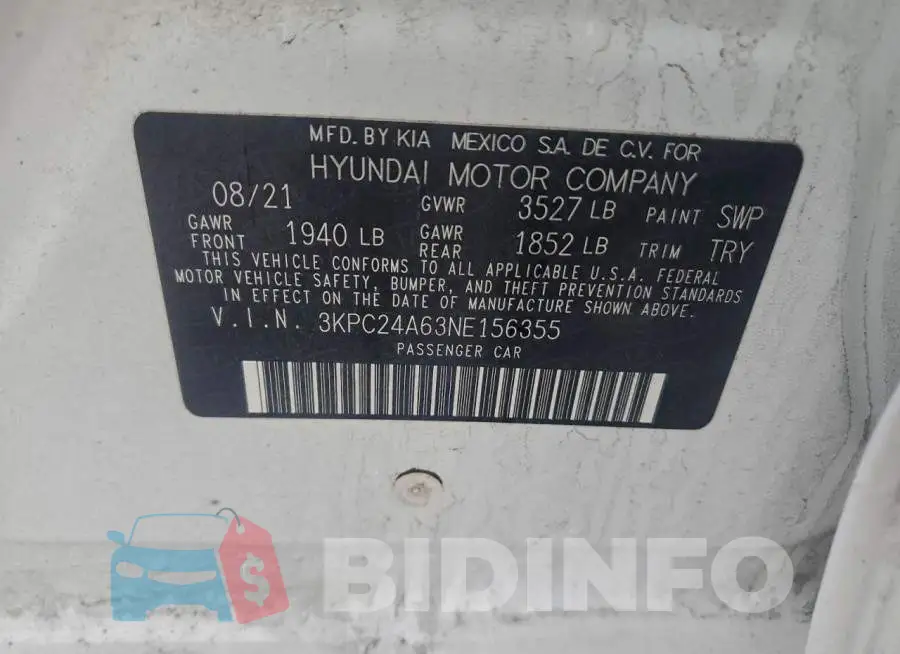 3KPC24A63NE156355 Photo# 12