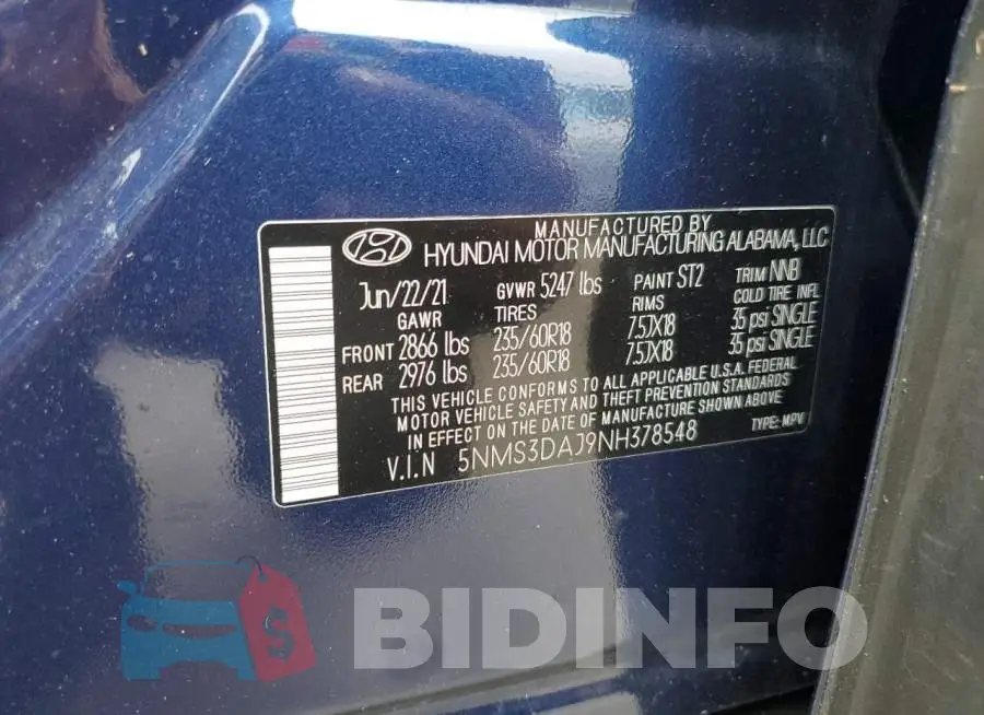 5NMS3DAJ9NH378548 Photo# 13
