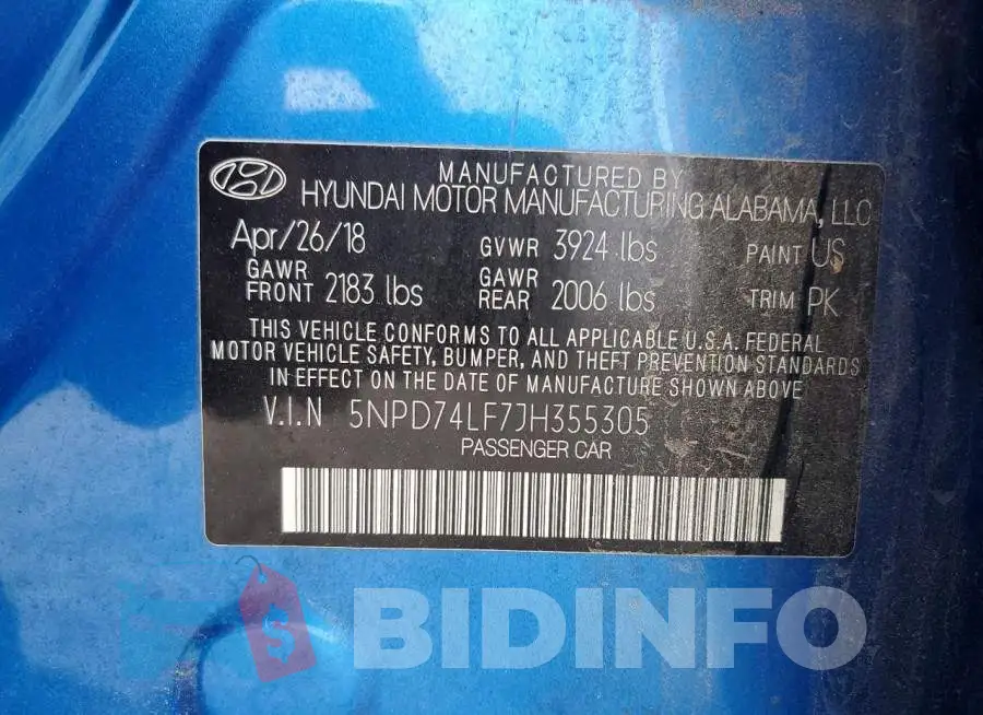5NPD74LF7JH355305 Photo# 13