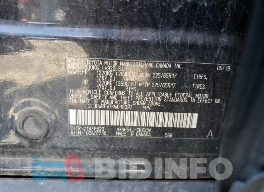 2T3LWRFV7KW018092 Photo# 13