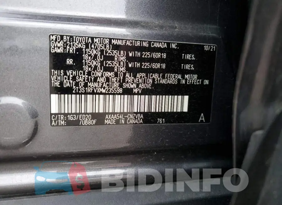 2T3S1RFVXMW235598 Photo# 12