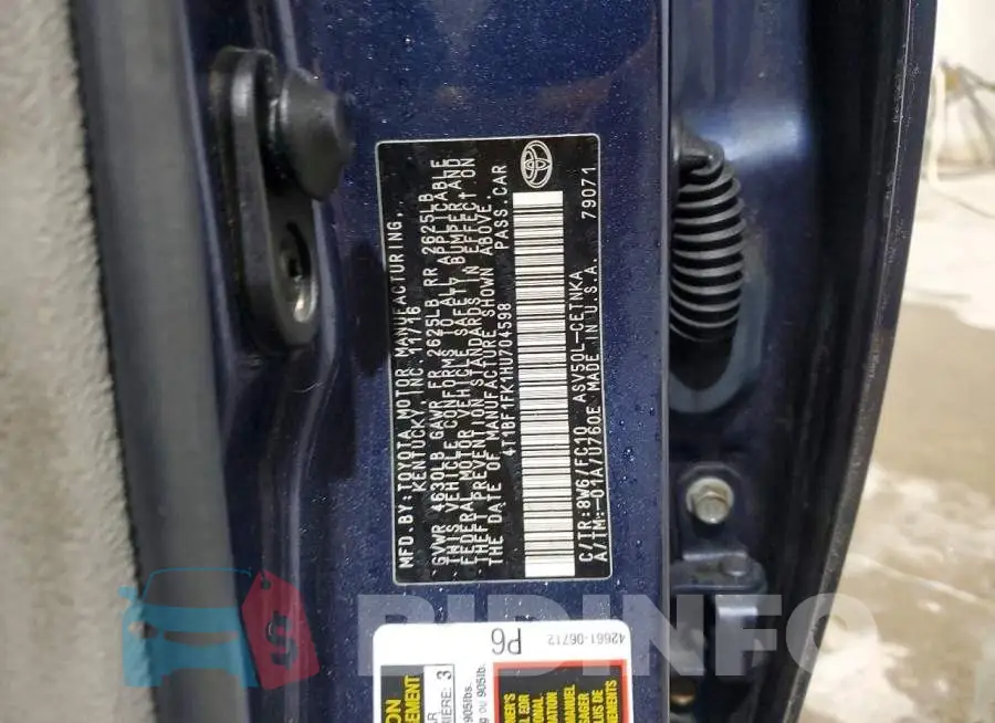 4T1BF1FK1HU704598 Photo# 12