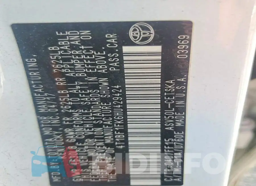 4T1BF1FK6HU429424 Photo# 12