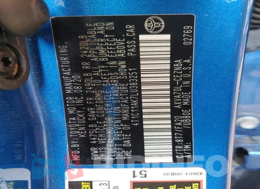 4T1C11AK7LU383251 Photo# 13