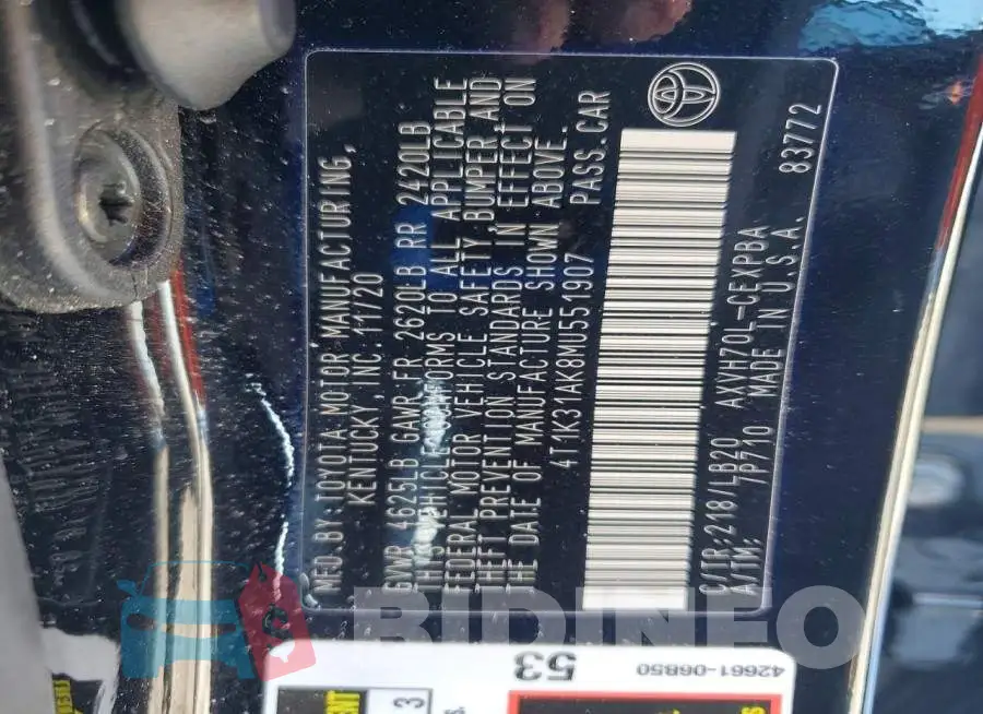 4T1K31AK8MU551907 Photo# 12