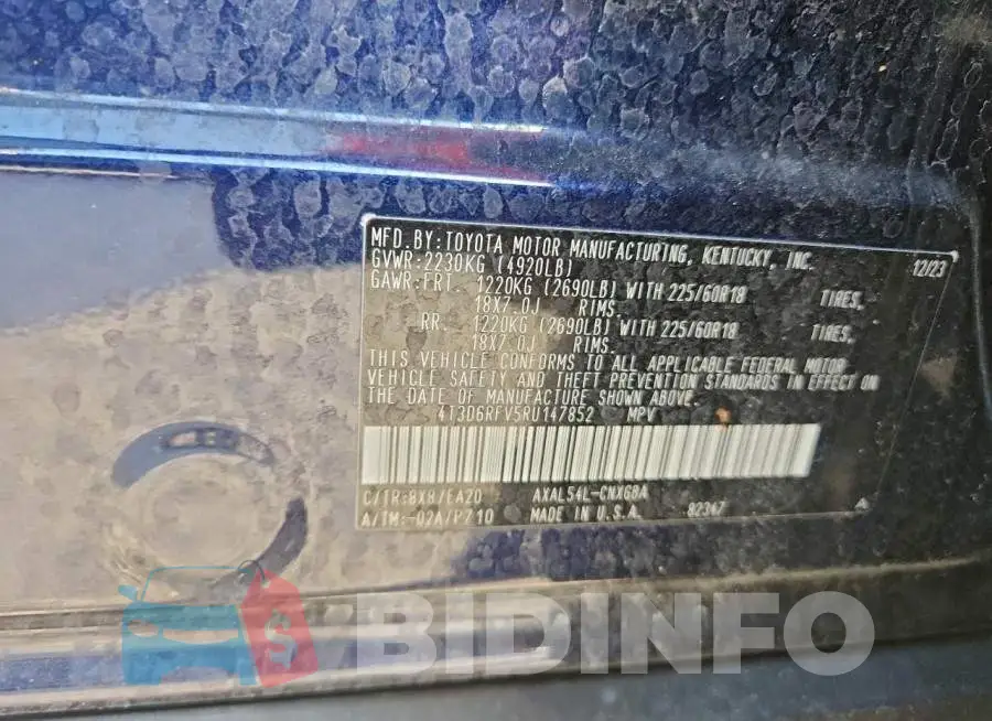 4T3D6RFV5RU147852 Photo# 14