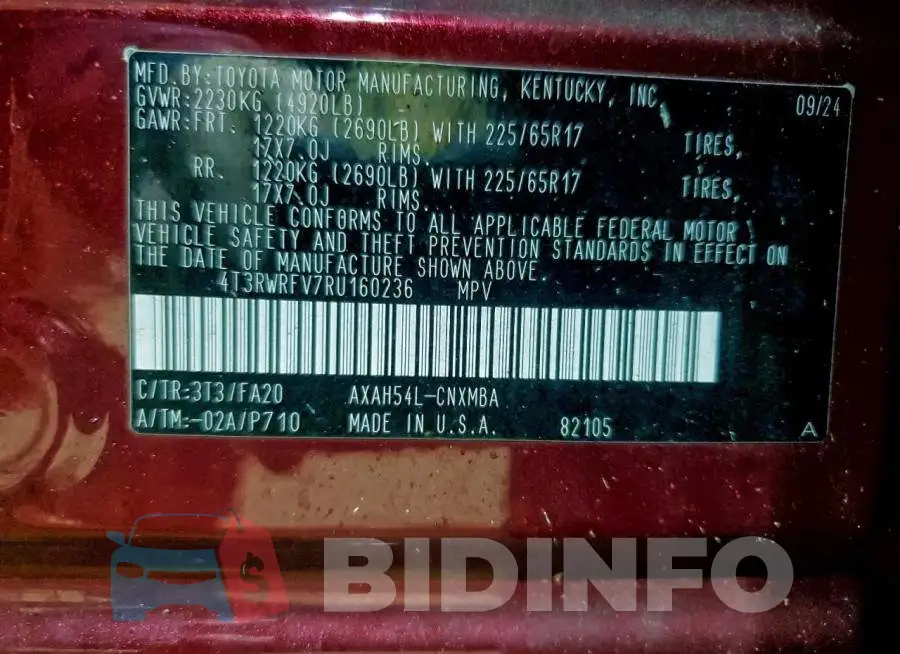 4T3RWRFV7RU160236 Photo# 13