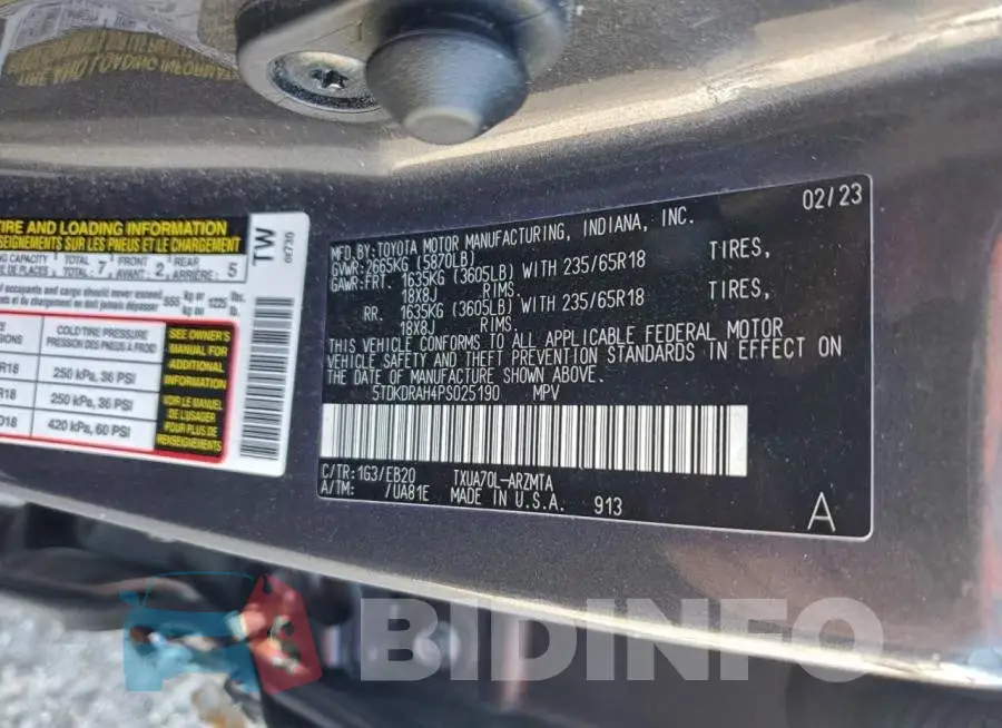 5TDKDRAH4PS025190 Photo# 14