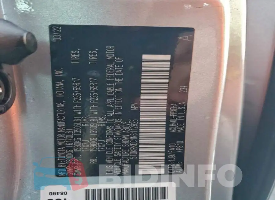 5TDKRKEC1NS112825 Photo# 12
