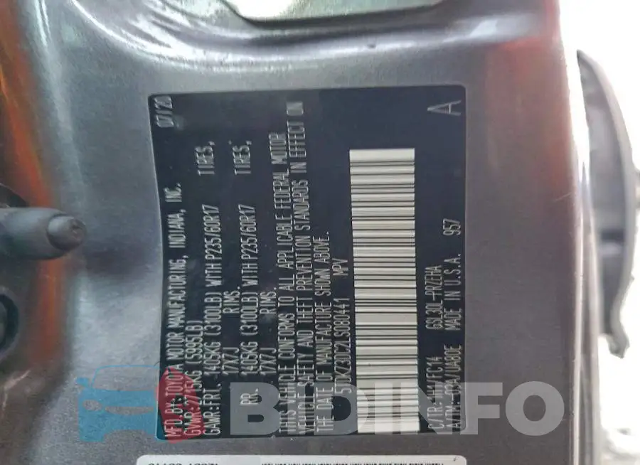 5TDKZ3DC2LS080441 Photo# 14