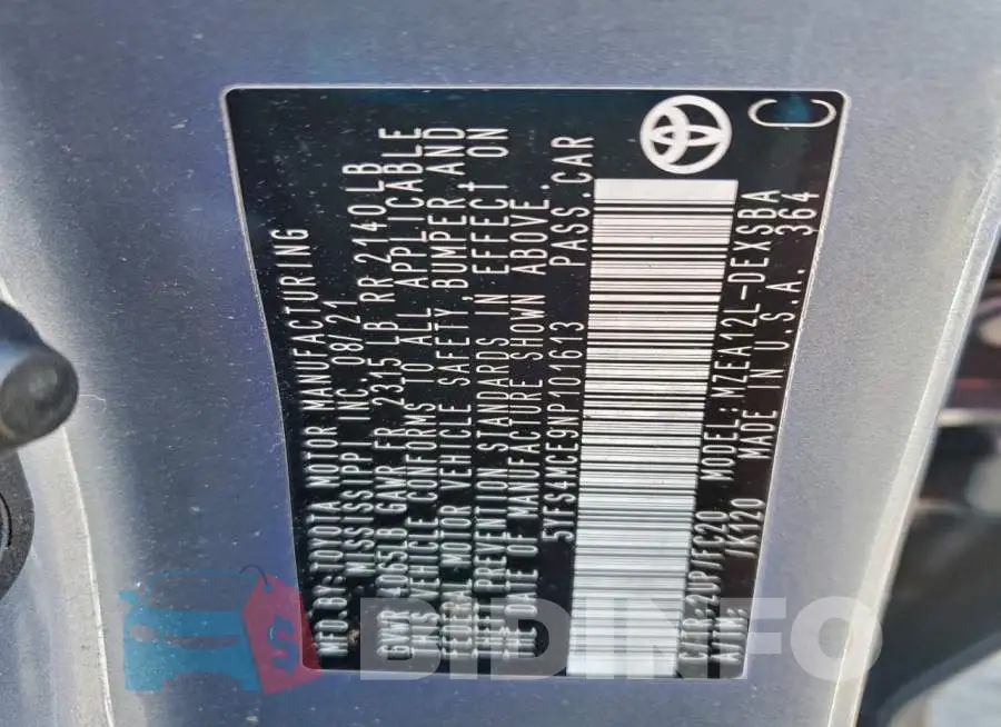 5YFS4MCE9NP101613 Photo# 12