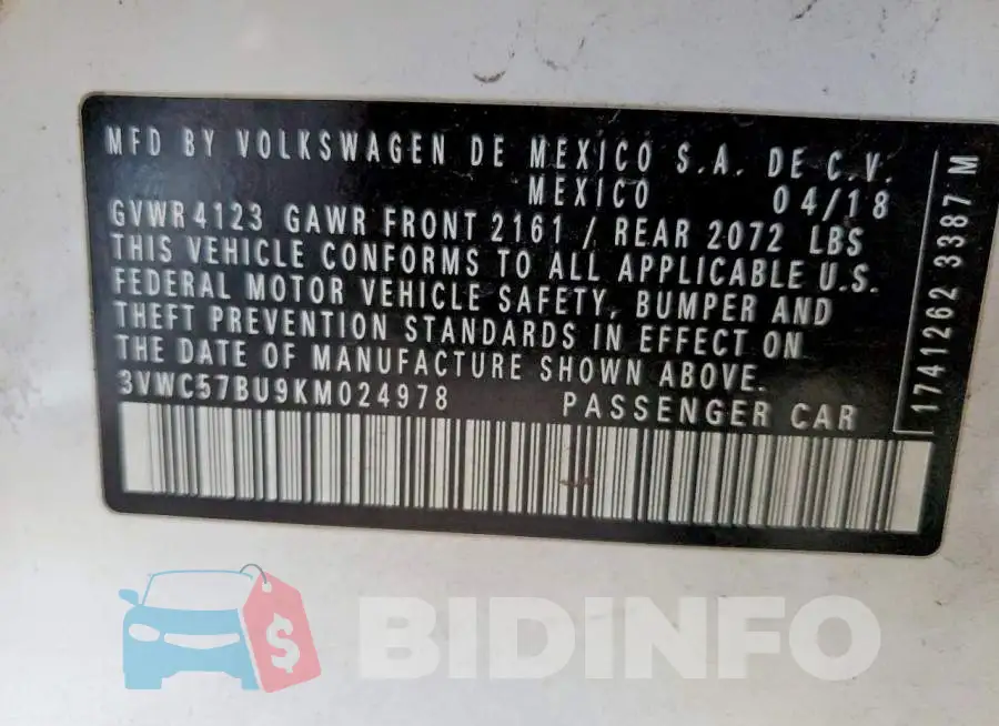 3VWC57BU9KM024978 Photo# 12