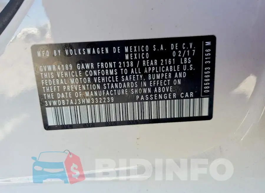 3VWDB7AJ3HM332239 Photo# 12