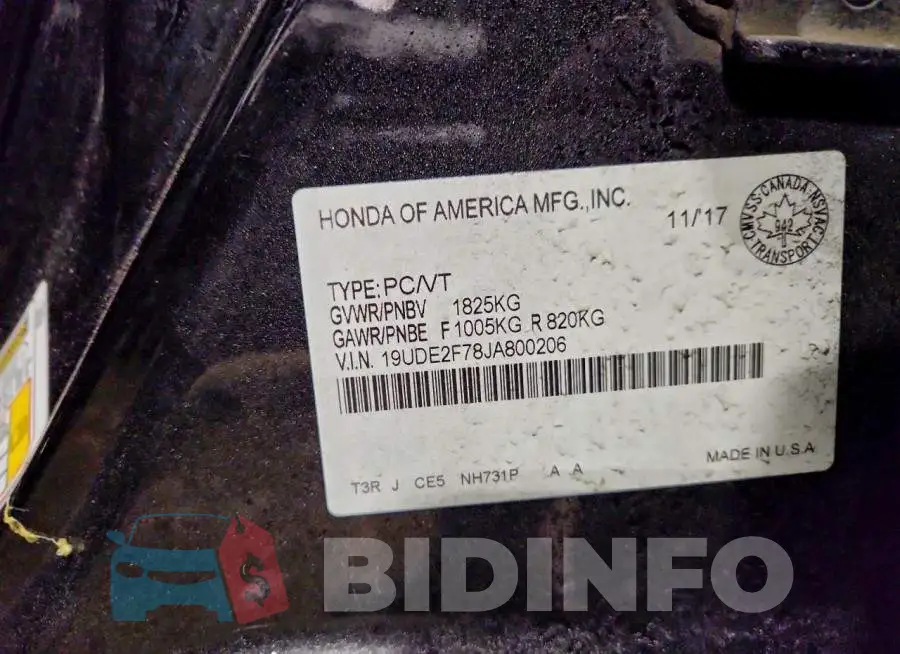 19UDE2F78JA800206 Photo# 13