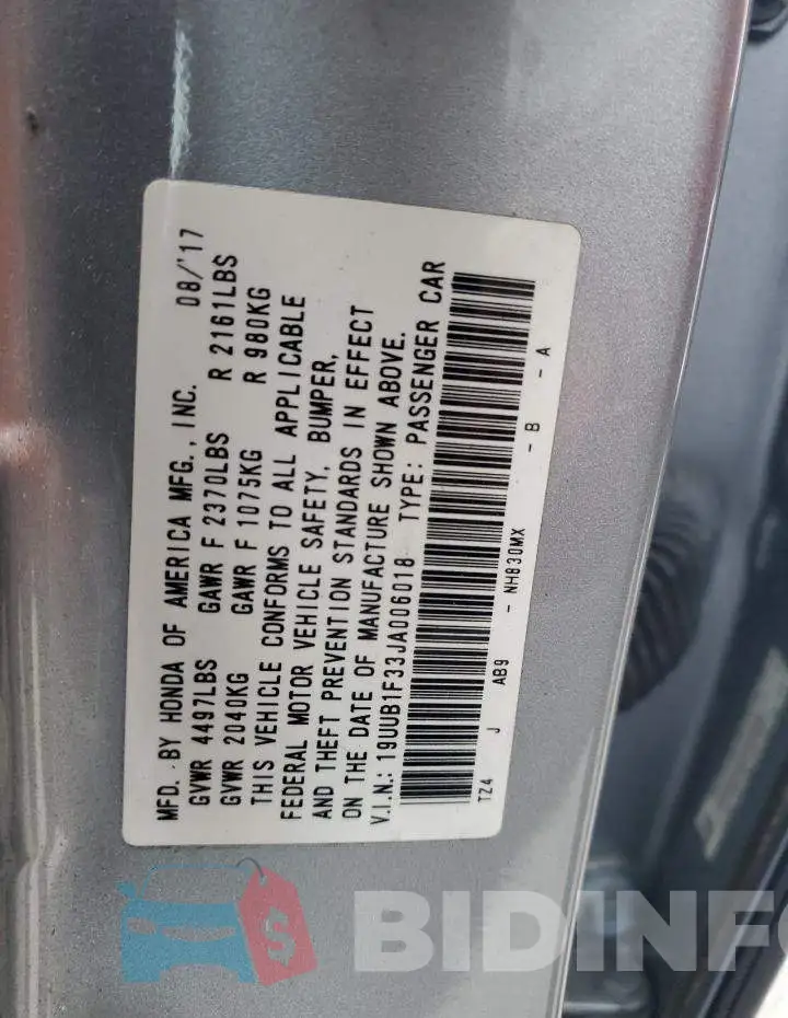 19UUB1F33JA006018 Photo# 12