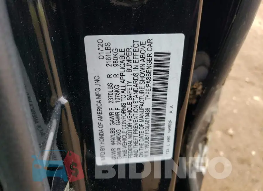19UUB1F33LA010489 Photo# 12