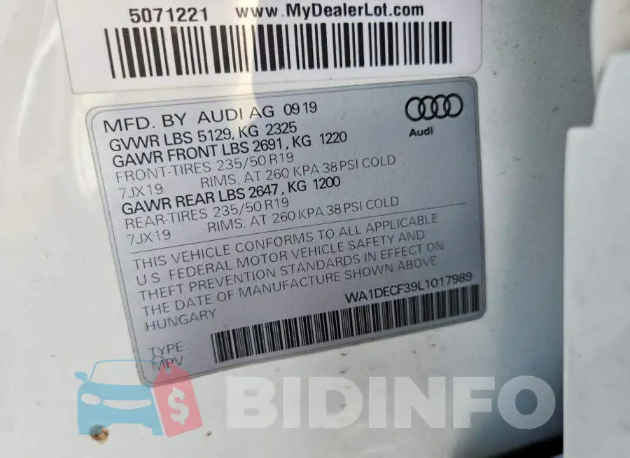 WA1DECF39L1017989 Photo# 12