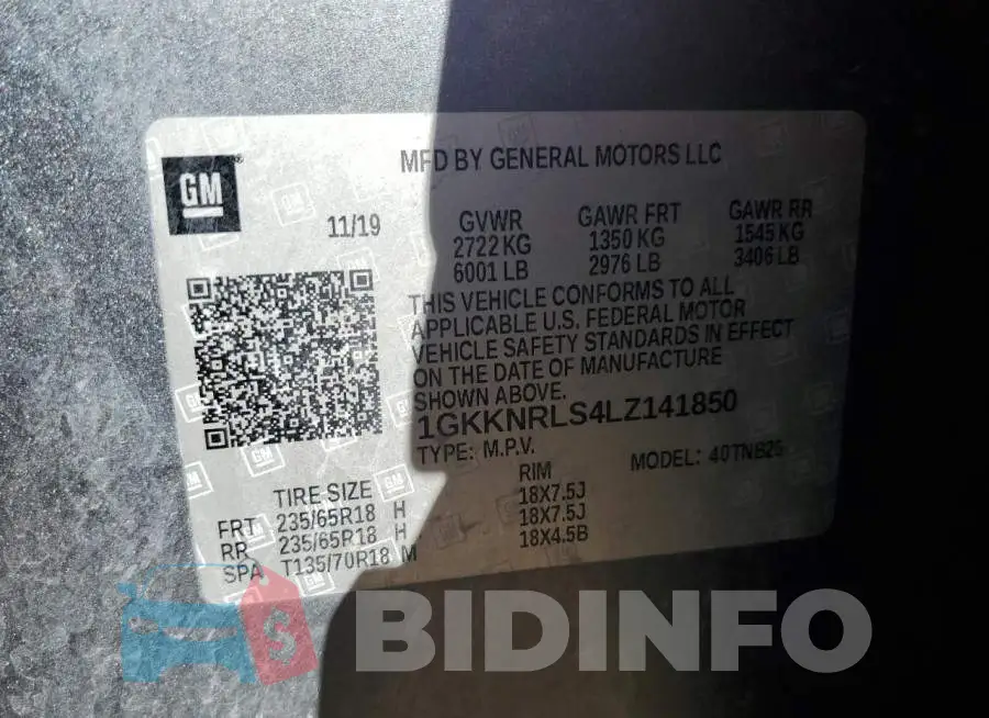 1GKKNRLS4LZ141850 Photo# 14