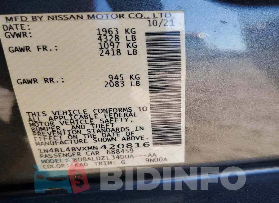 1N4BL4BVXMN420816 Photo# 13