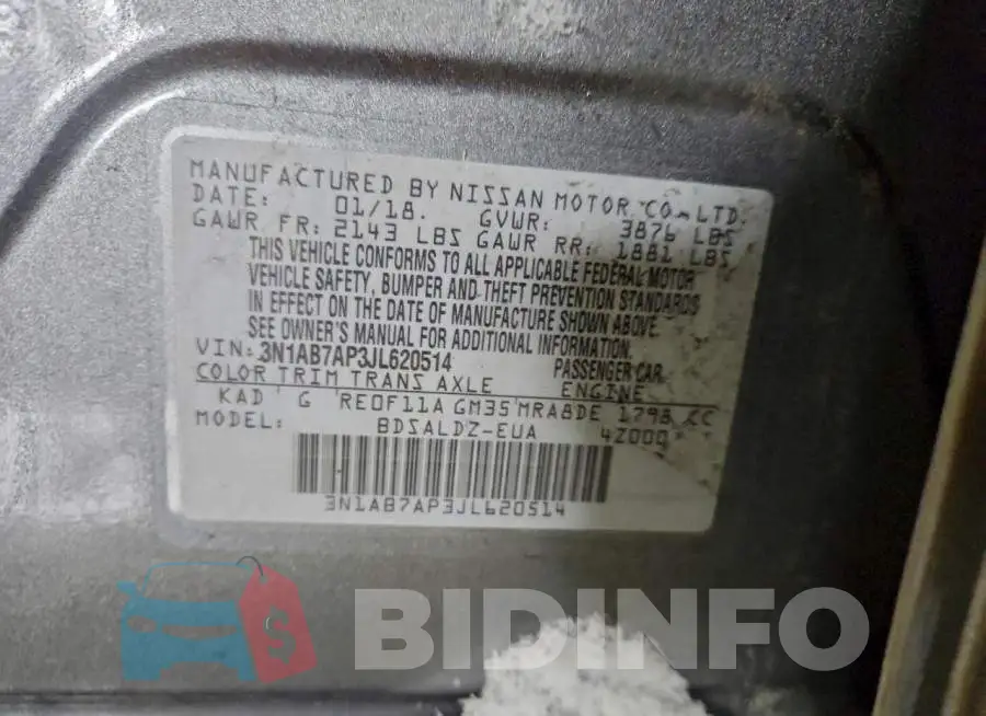 3N1AB7AP3JL620514 Photo# 13