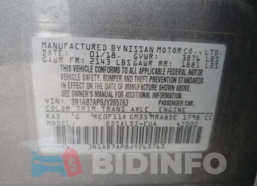 3N1AB7AP8JY265763 Photo# 13