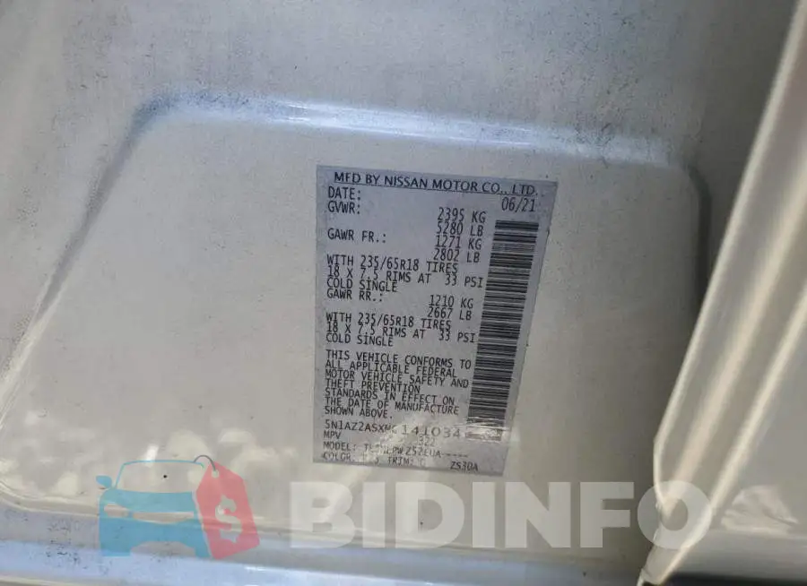 5N1AZ2ASXMC141034 Photo# 13