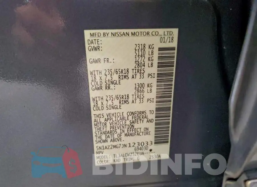 5N1AZ2MG7JN123033 Photo# 14