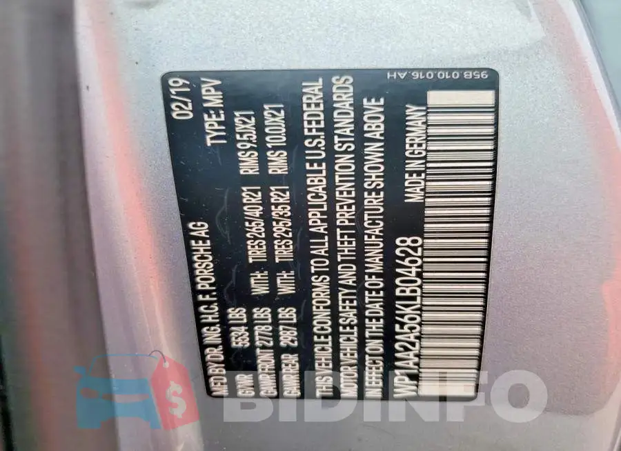 WP1AA2A56KLB04628 Photo# 13