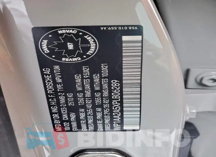 WP1AA2A5XPLB06289 Photo# 13