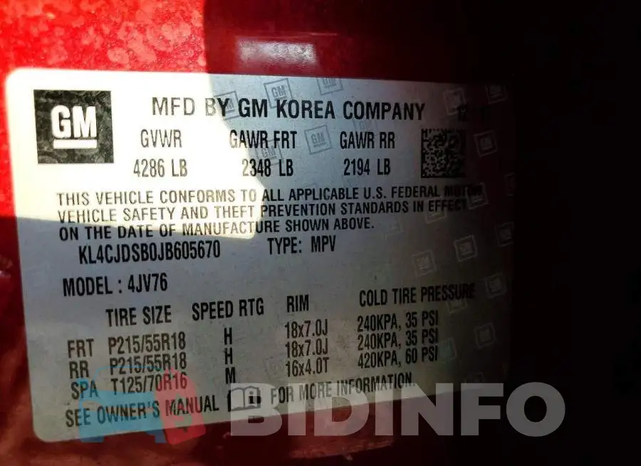 KL4CJDSB0JB605670 Photo# 13