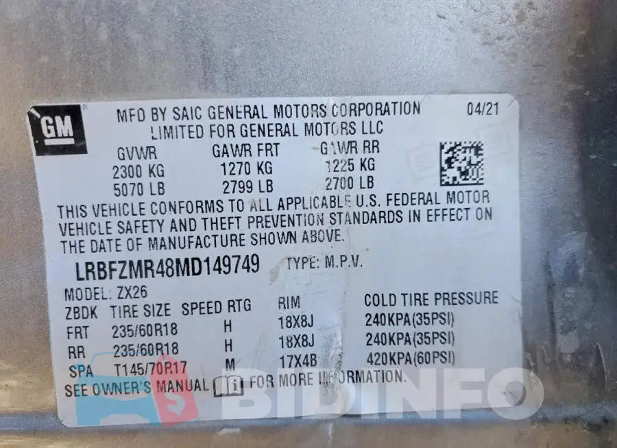 LRBFZMR48MD149749 Photo# 14