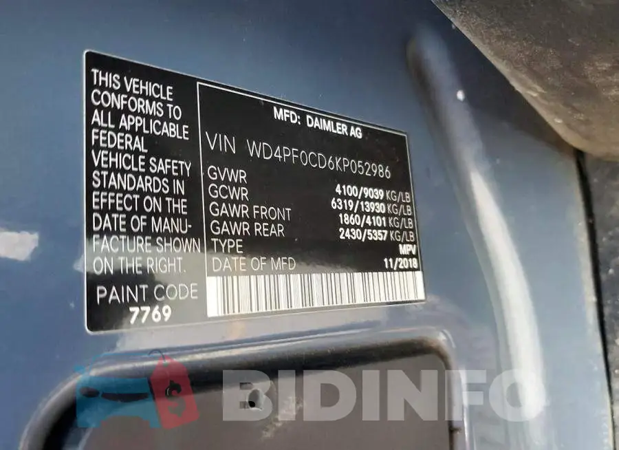 WD4PF0CD6KP052986 Photo# 13