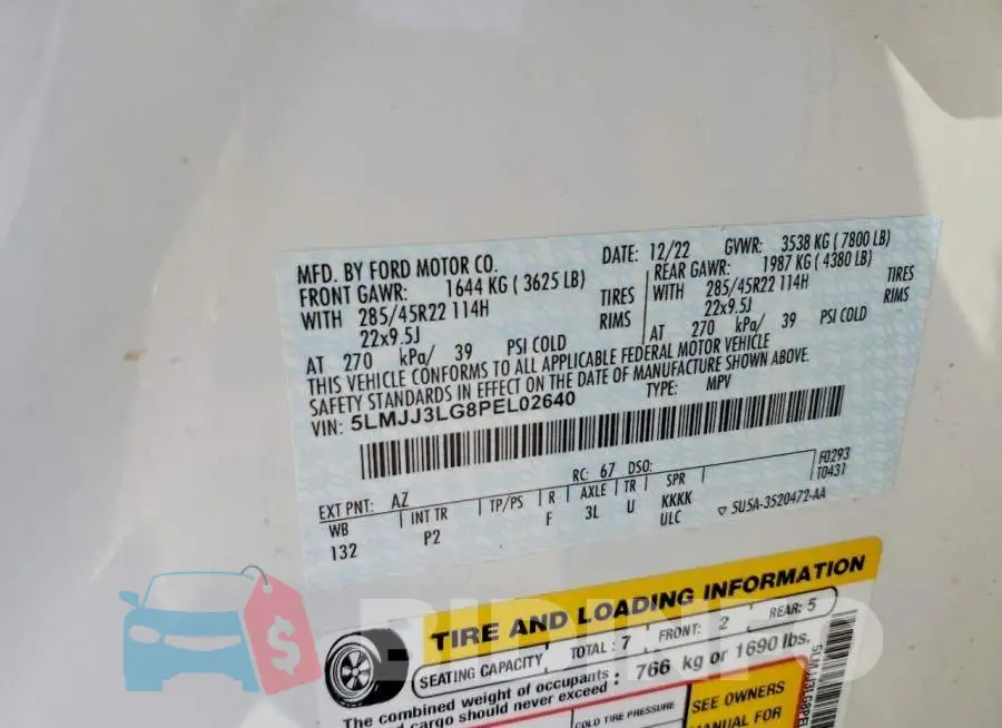 5LMJJ3LG8PEL02640 Photo# 13