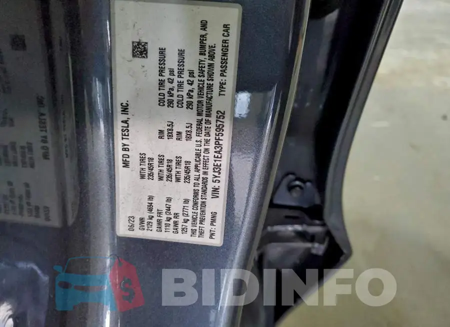 5YJ3E1EA3PF595752 Photo# 12