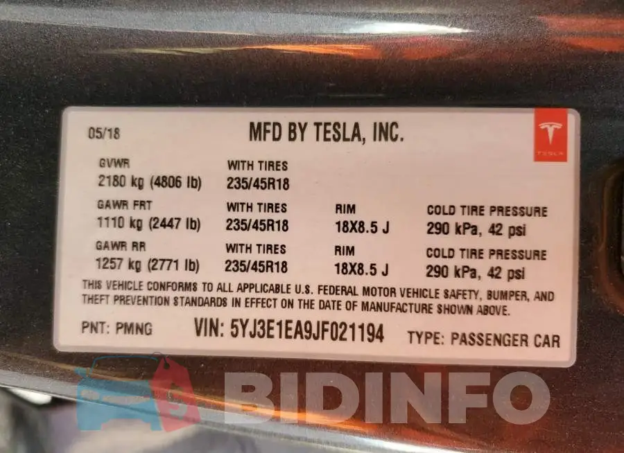 5YJ3E1EA9JF021194 Photo# 12