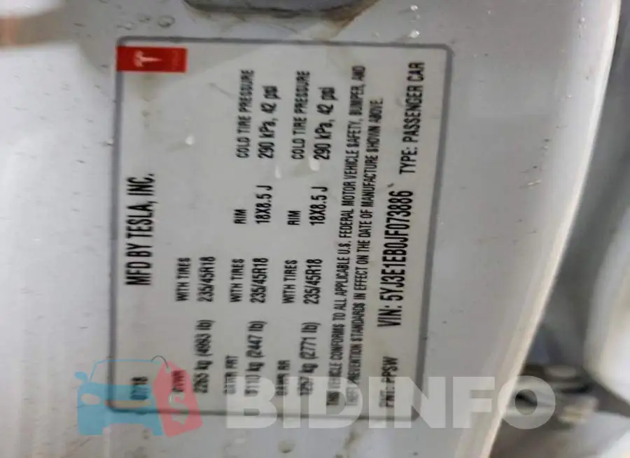 5YJ3E1EB0JF073886 Photo# 12