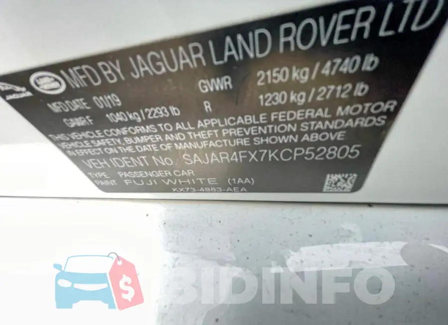 SAJAR4FX7KCP52805 Photo# 10