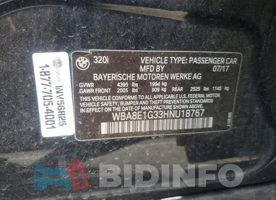 WBA8E1G33HNU18767 Photo# 12