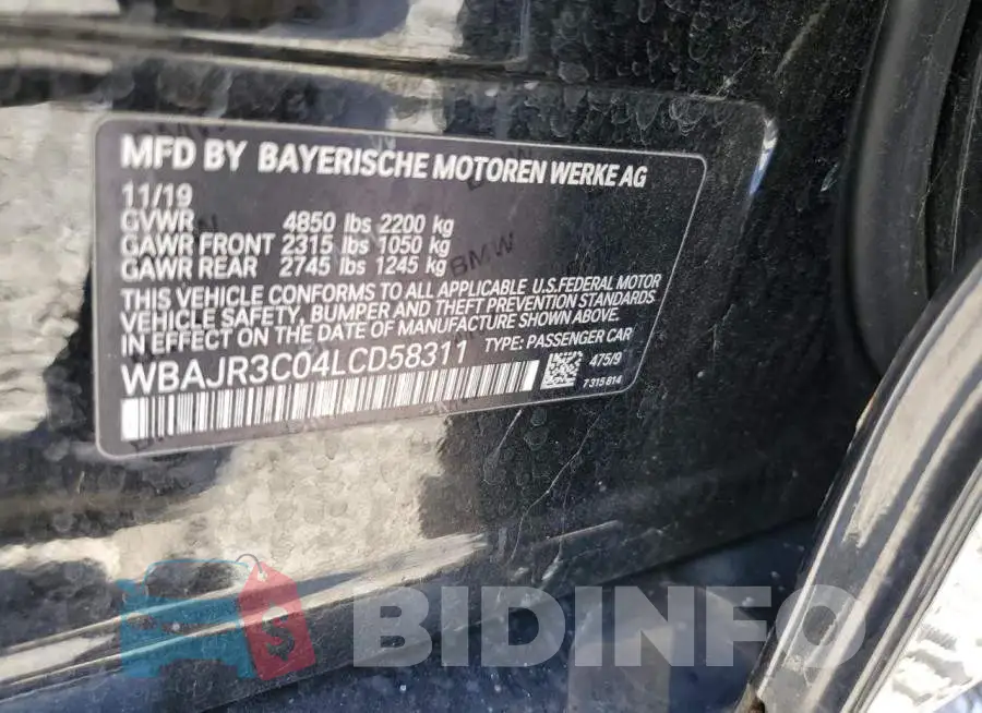 WBAJR3C04LCD58311 Photo# 12