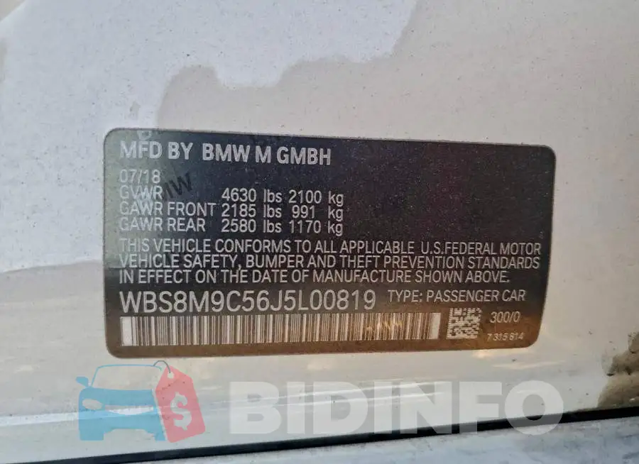 WBS8M9C56J5L00819 Photo# 13