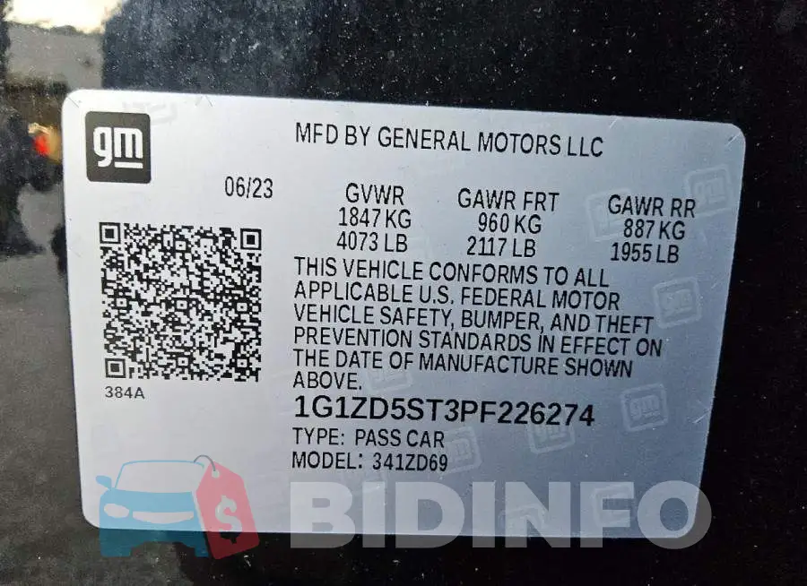 1G1ZD5ST3PF226274 Photo# 8