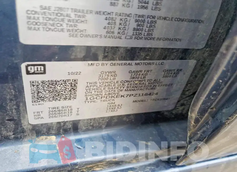 1GCPDKEK7PZ116424 Photo# 12