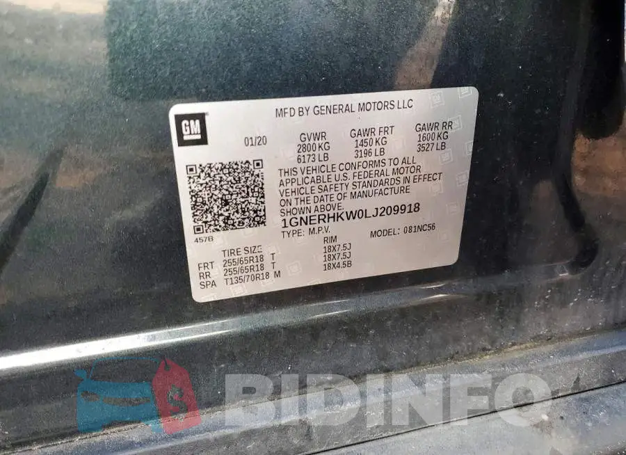 1GNERHKW0LJ209918 Photo# 13