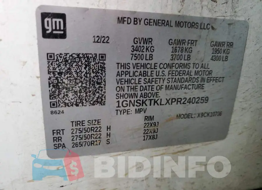 1GNSKTKLXPR240259 Photo# 14